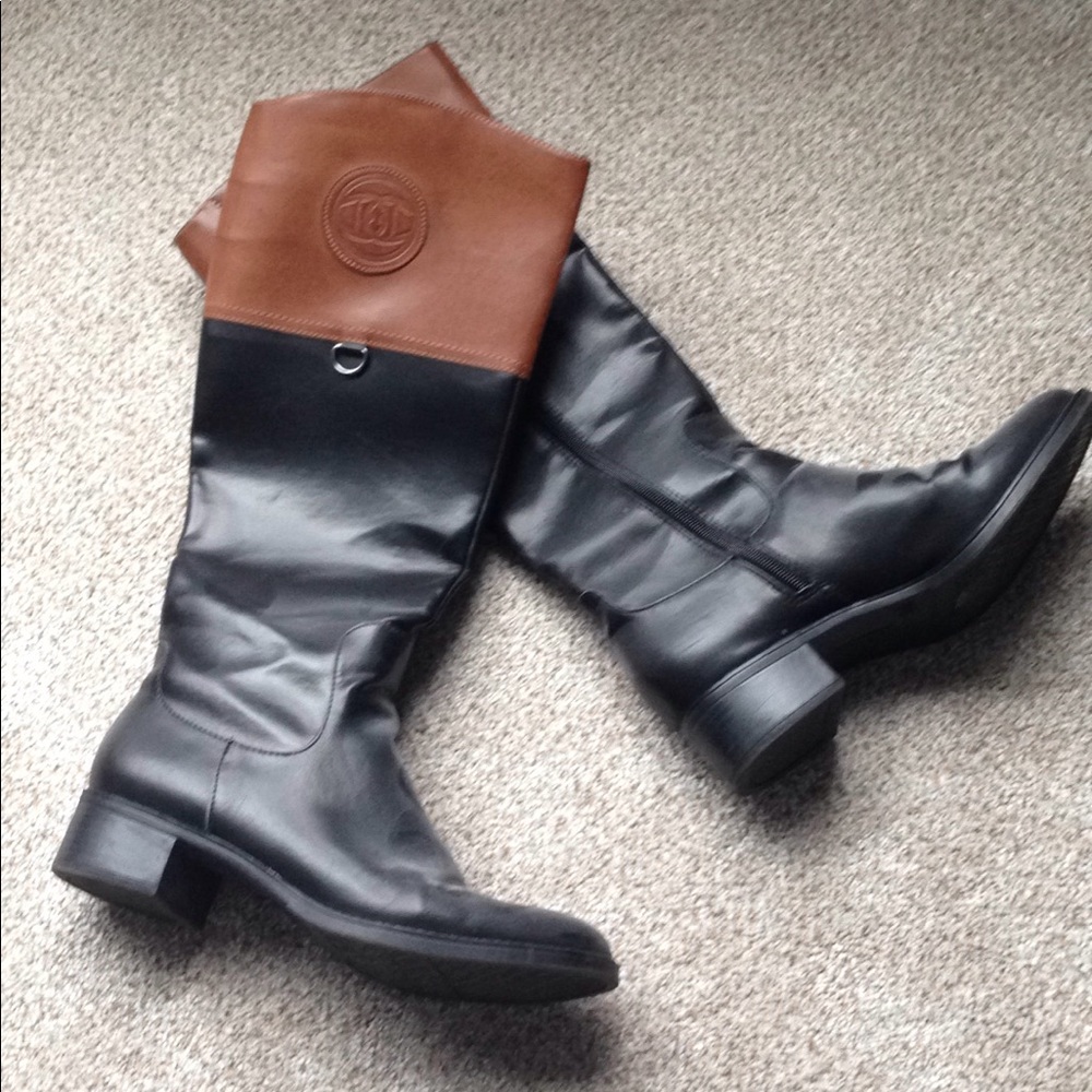 Two tone knee boots
